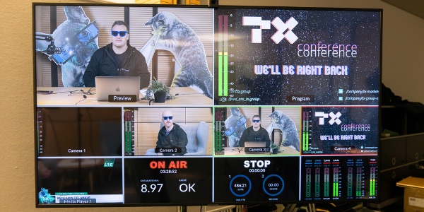 Live control room during a conference livestream